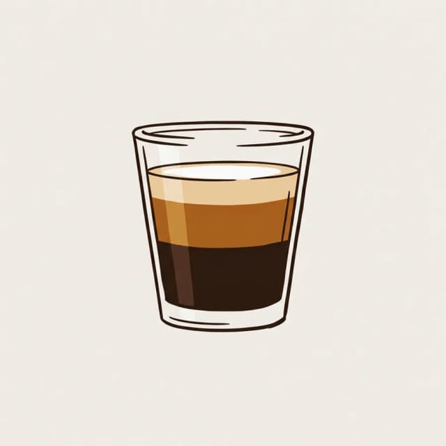 Vaso de cortado: café, leche y un poco de espuma