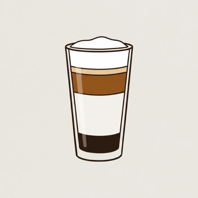 Vaso alto de latte: café, mucha leche y espuma